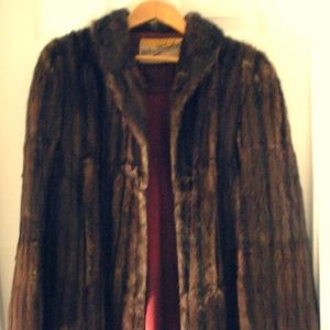Vintage 50s Brown Mink Full Length Coat